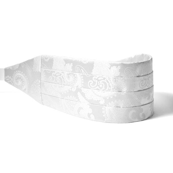 White Paisley Cummerbund