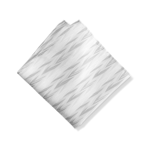 White Zig Zag Pocket Square