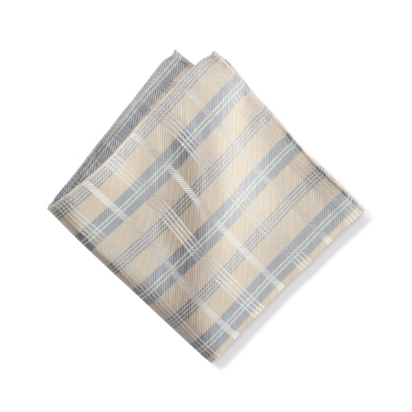 Champagne Plaid Pocket Square