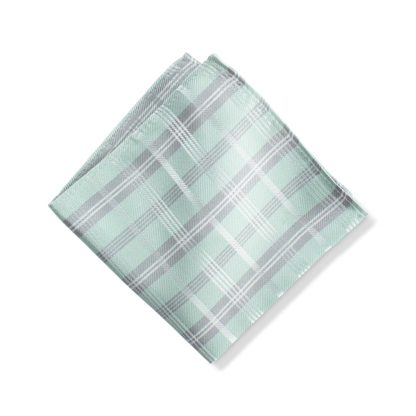 Mint Plaid Pocket Square