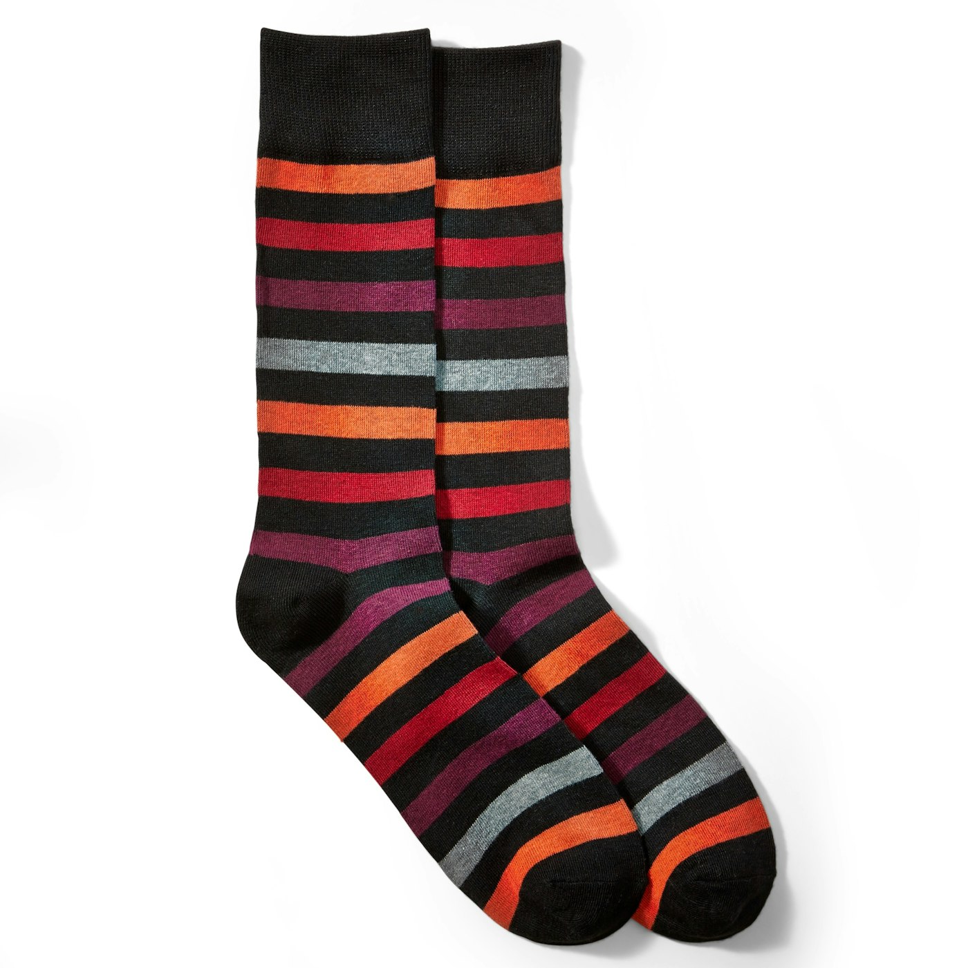 Orange Multi Color Wide Stripe Socks