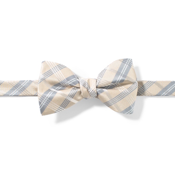 Champagne Plaid Pre-Tied Bow Tie