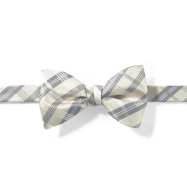 Ivory Plaid Pre-Tied Bow Tie