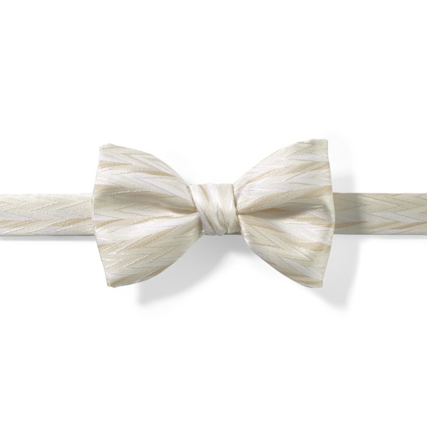 Ivory Zig Zag Pre-Tied Bow Tie