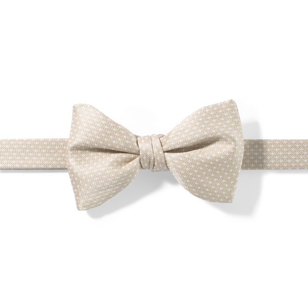 Champagne and White Pin Dot Pre-tied Bow Tie
