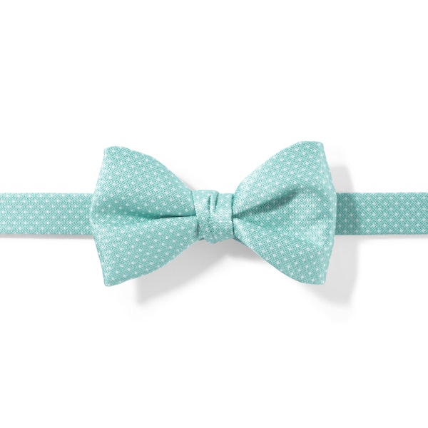Tiffany Blue and White Pin Dot Pre-Tied Bow Tie