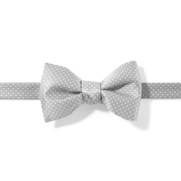 Platinum and White Pin Dot Pre-tied Bow Tie