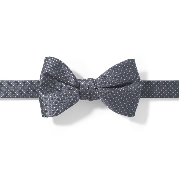 Pewter and White Pin Dot Pre-tied Bow Tie
