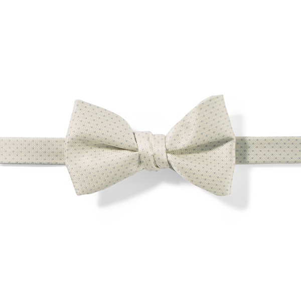 Ivory and White Pin Dot Pre-tied Bow Tie