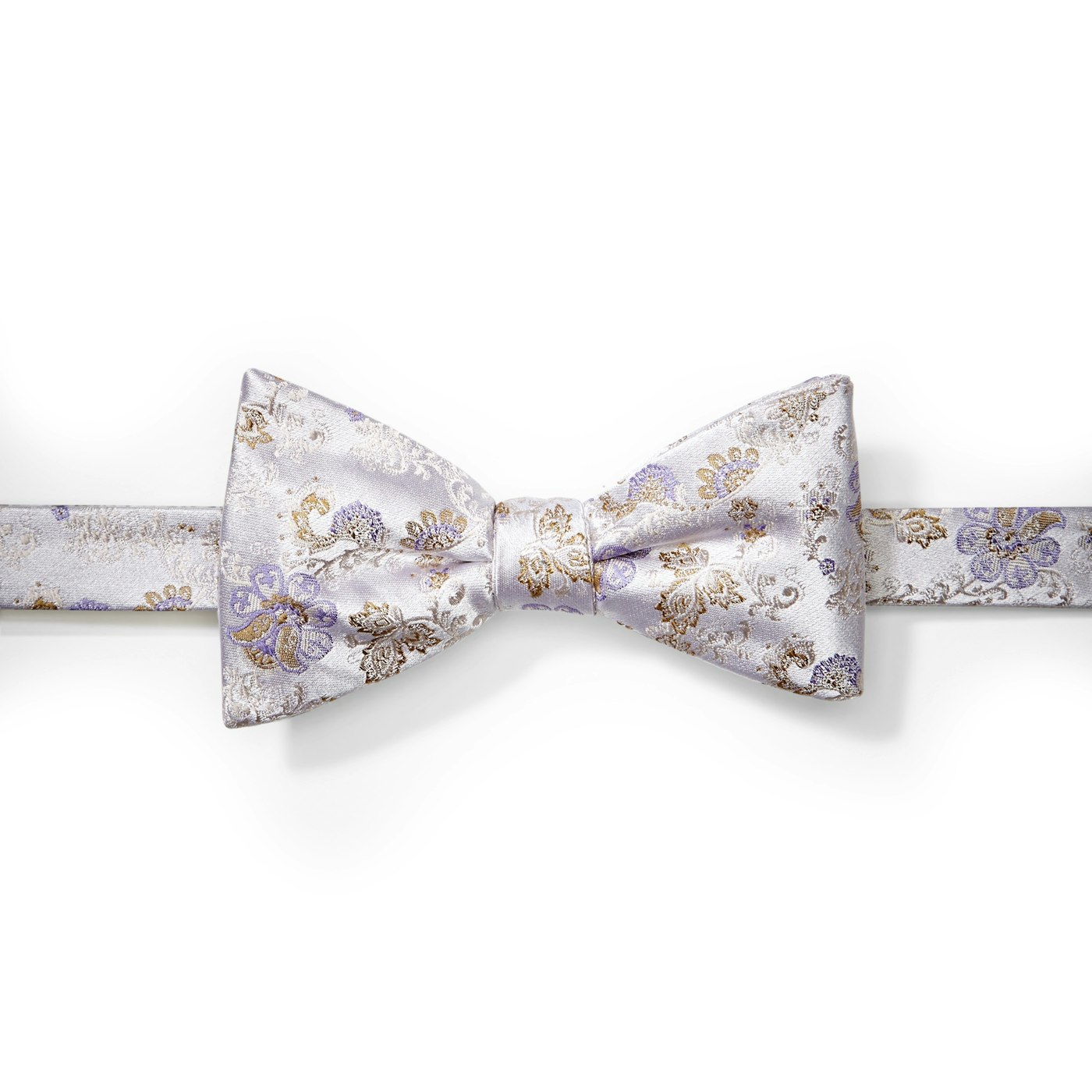 Silver Peony Antique Flowers Bow Tie
