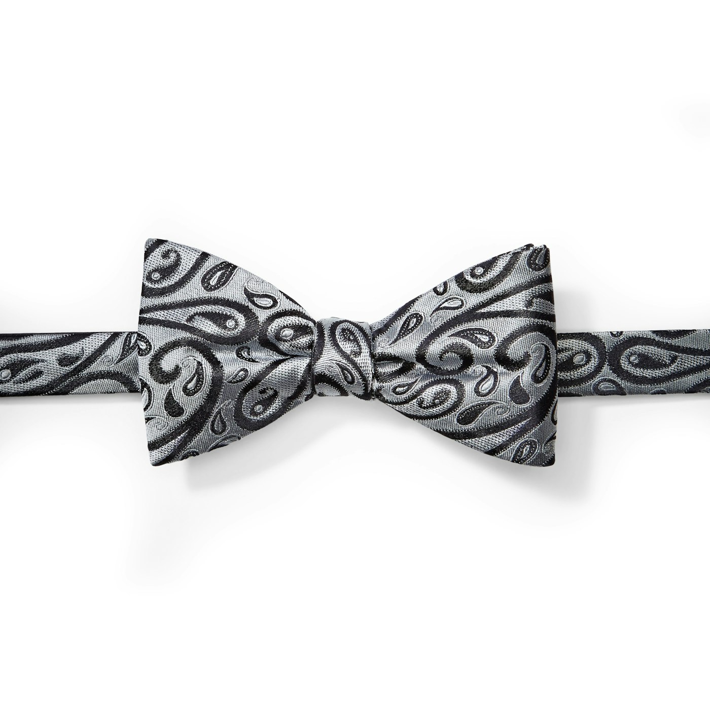 Silver with Black Paisley Bow Tie