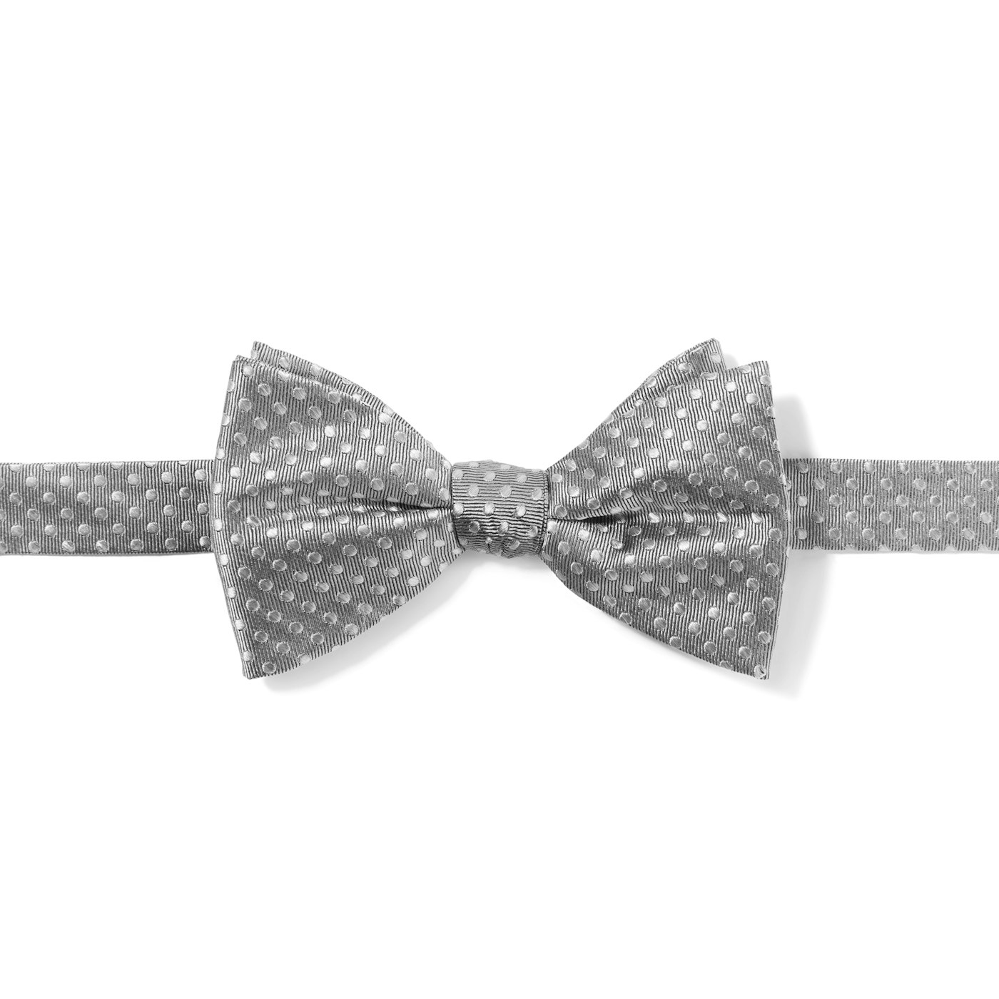 Silver Polka Dot Pre-Tied Bow Tie