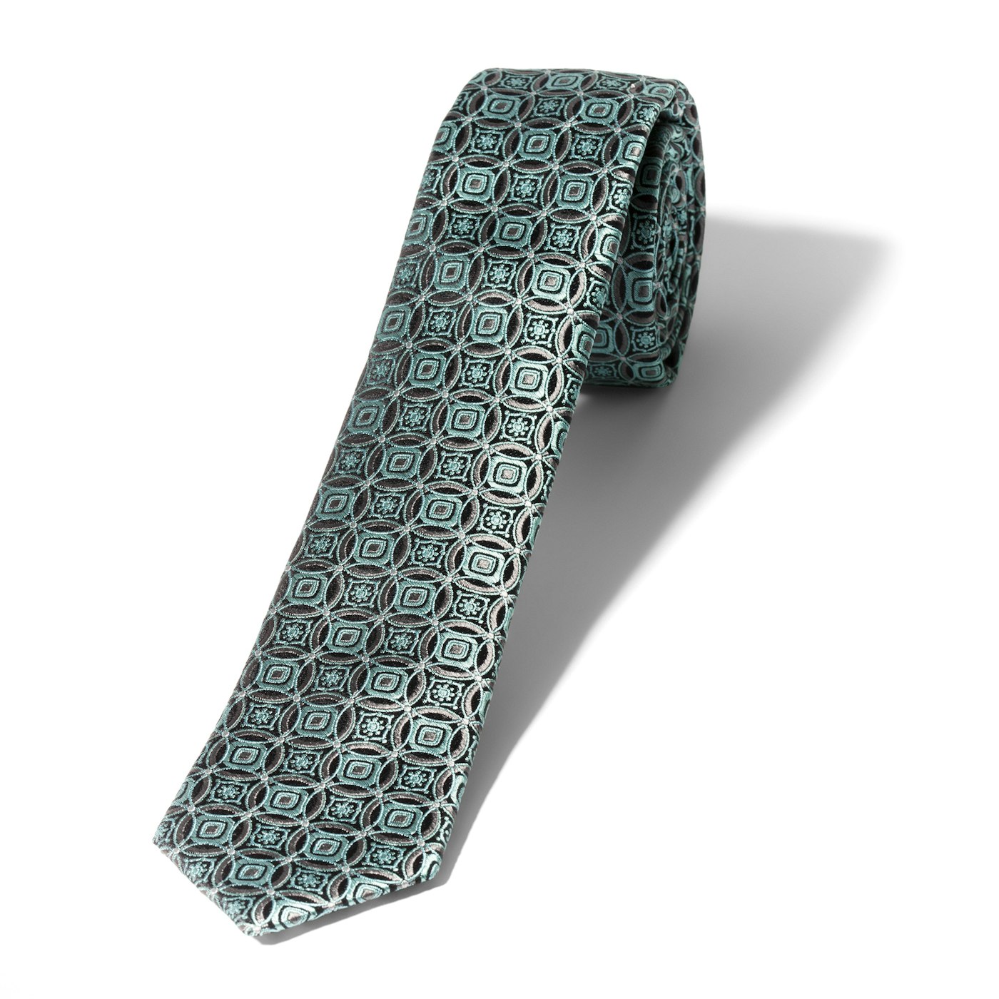 Skinny Mint Circle Medallion Tie