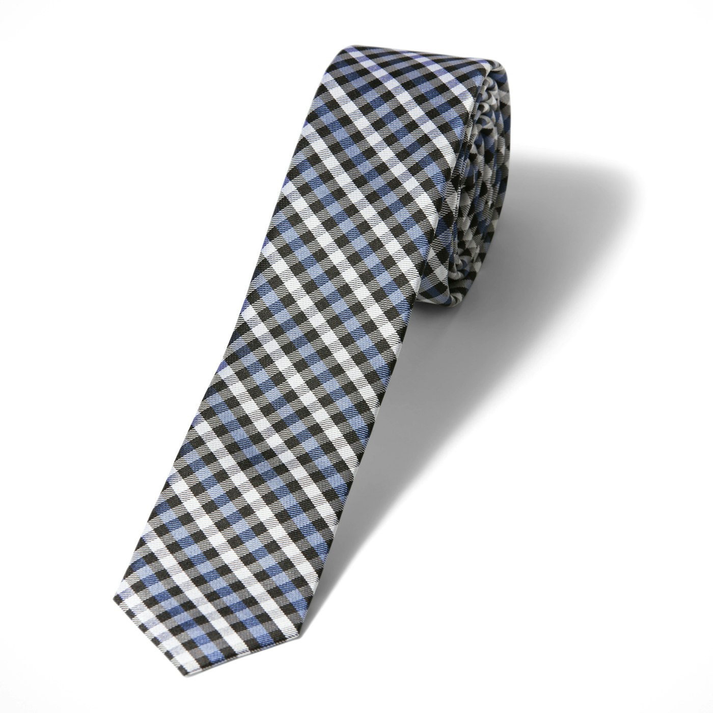 Blue Gingham Skinny Tie