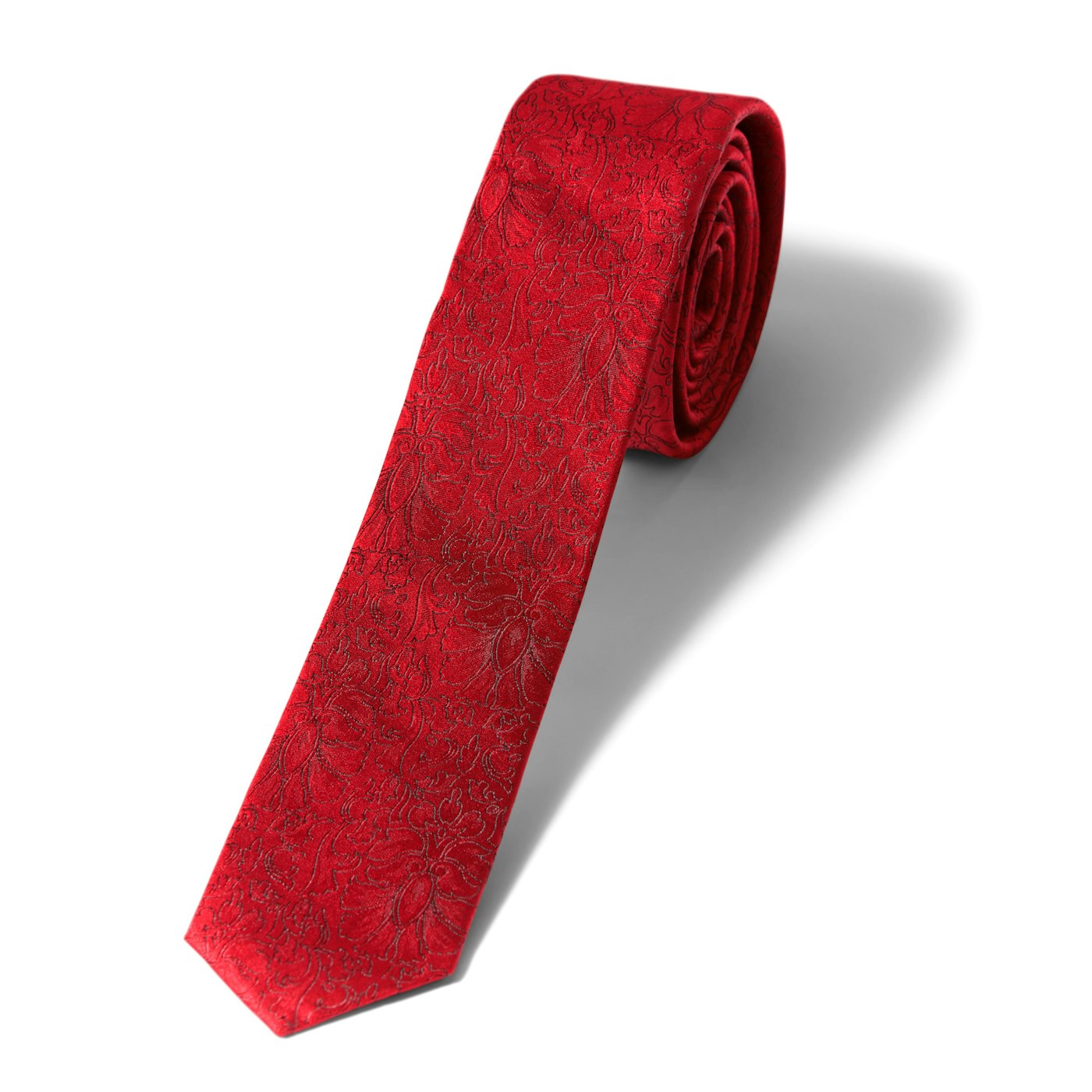 Skinny Ruby Etched Floral Tie