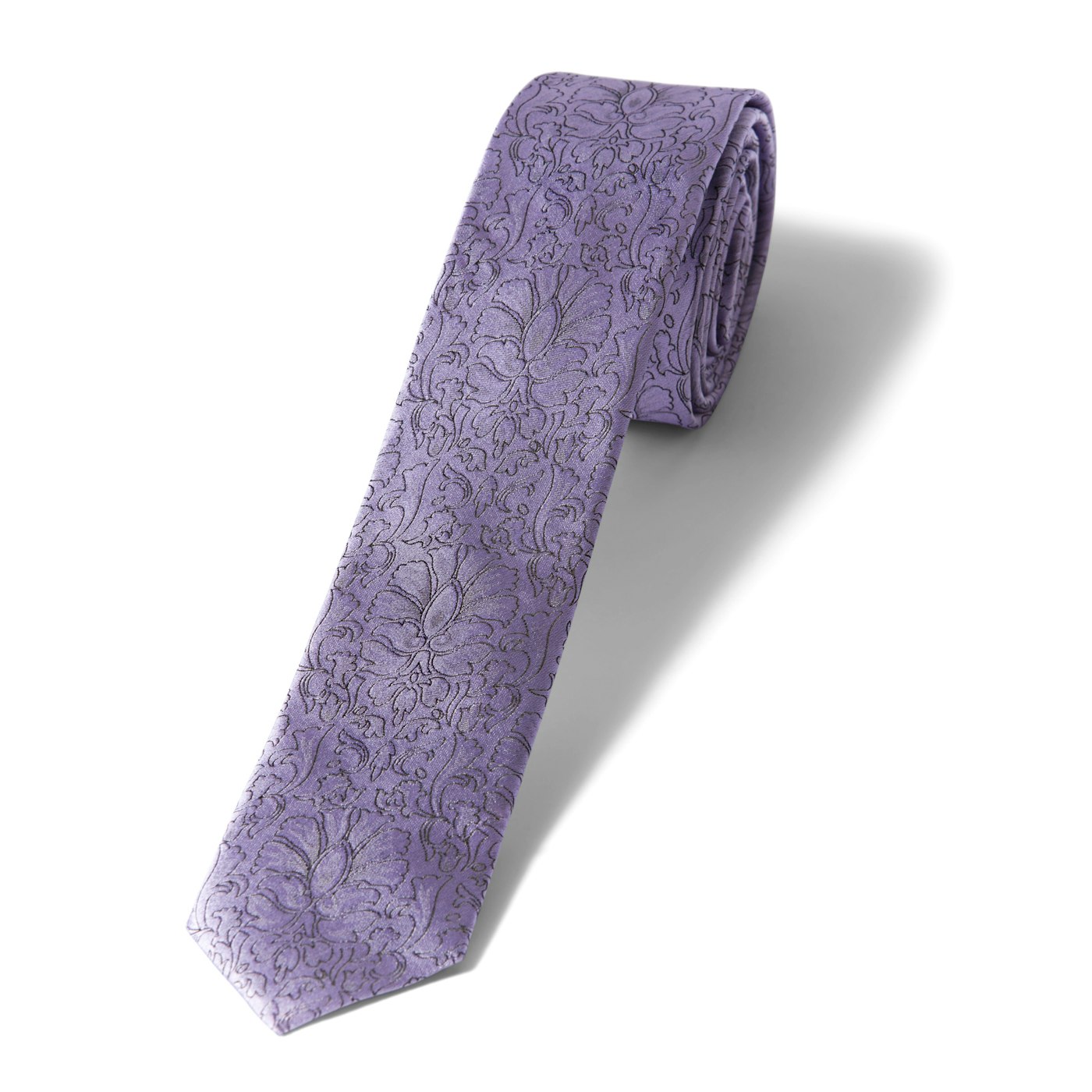 Skinny Lilac Etched Floral Tie
