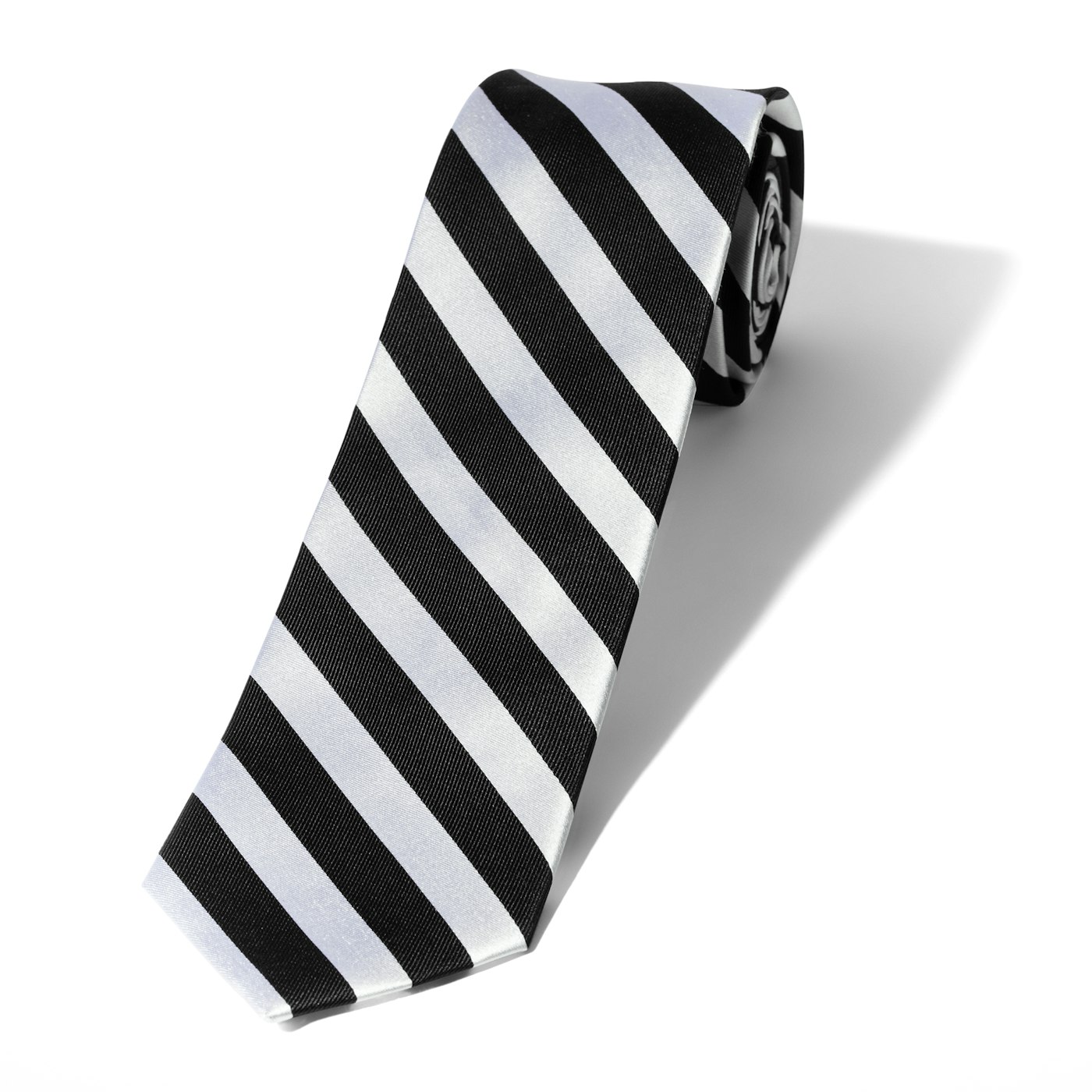 Black and White Wide Stripe Tie