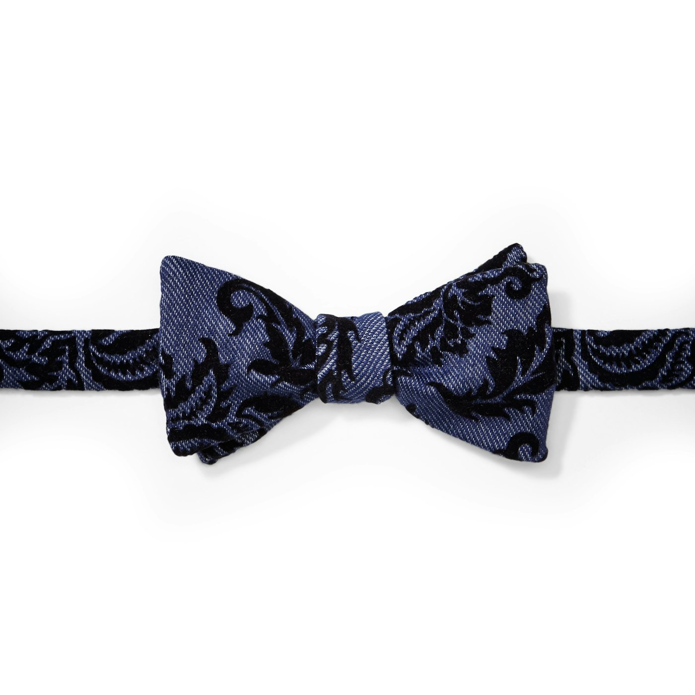Blue Brocade Pre-Tied Bow Tie