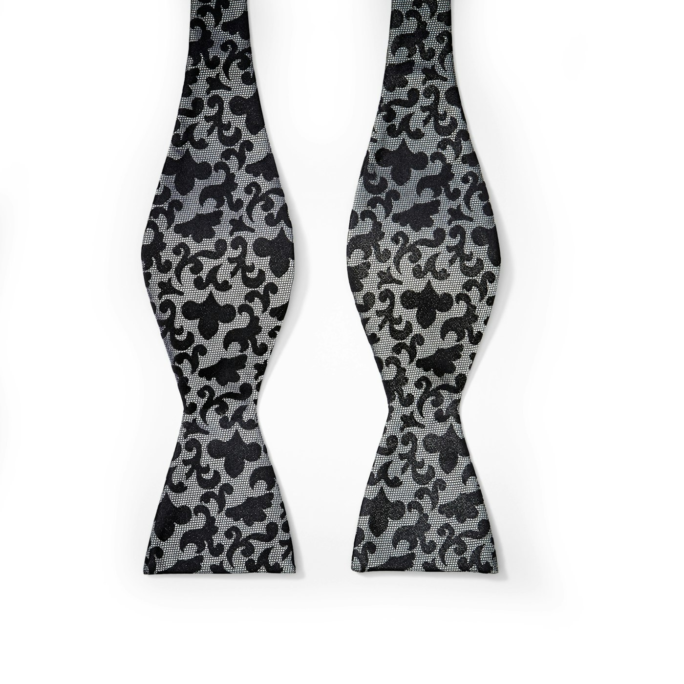 Gray Vintage Brocade Bow Tie