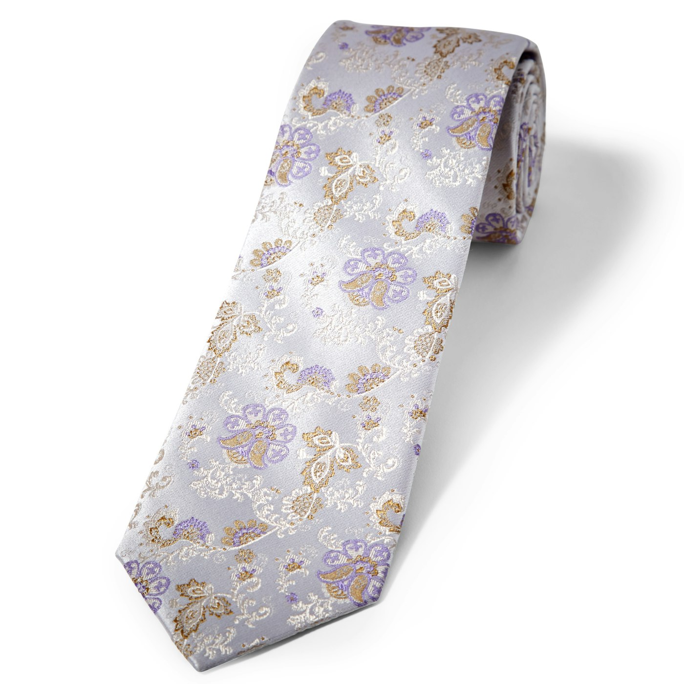 Silver Peony Antique Flowers Tie