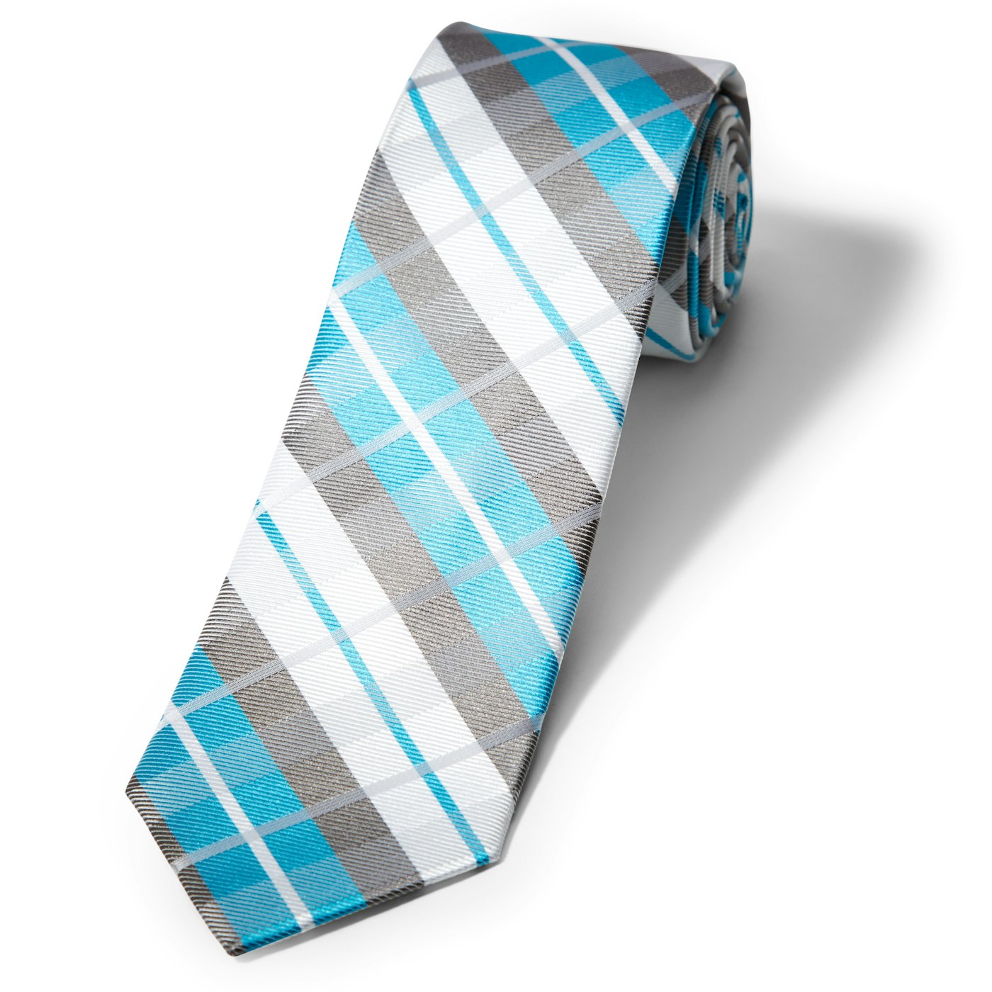 Aqua Oversized Plaid Tie