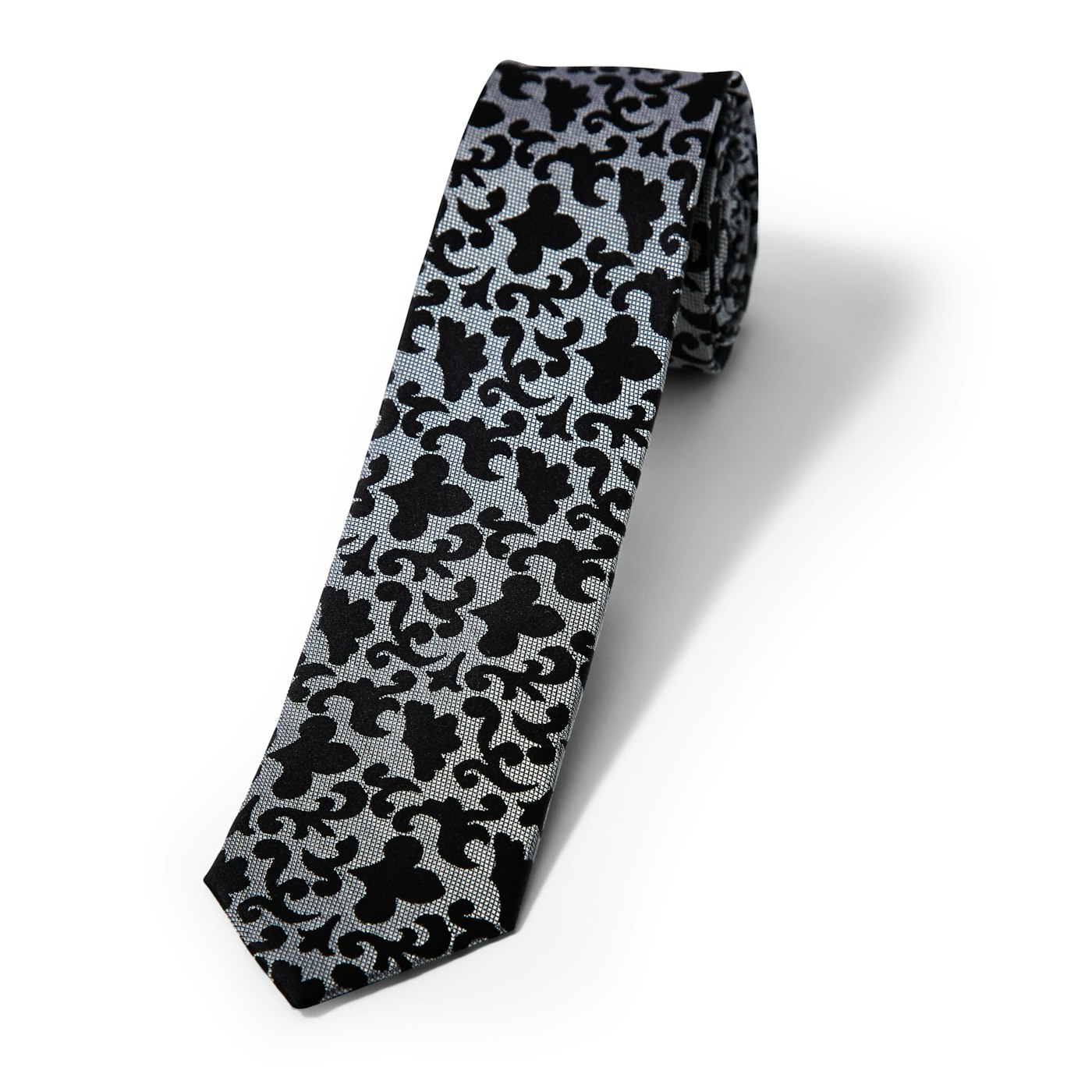 Gray Vintage Brocade Skinny Tie