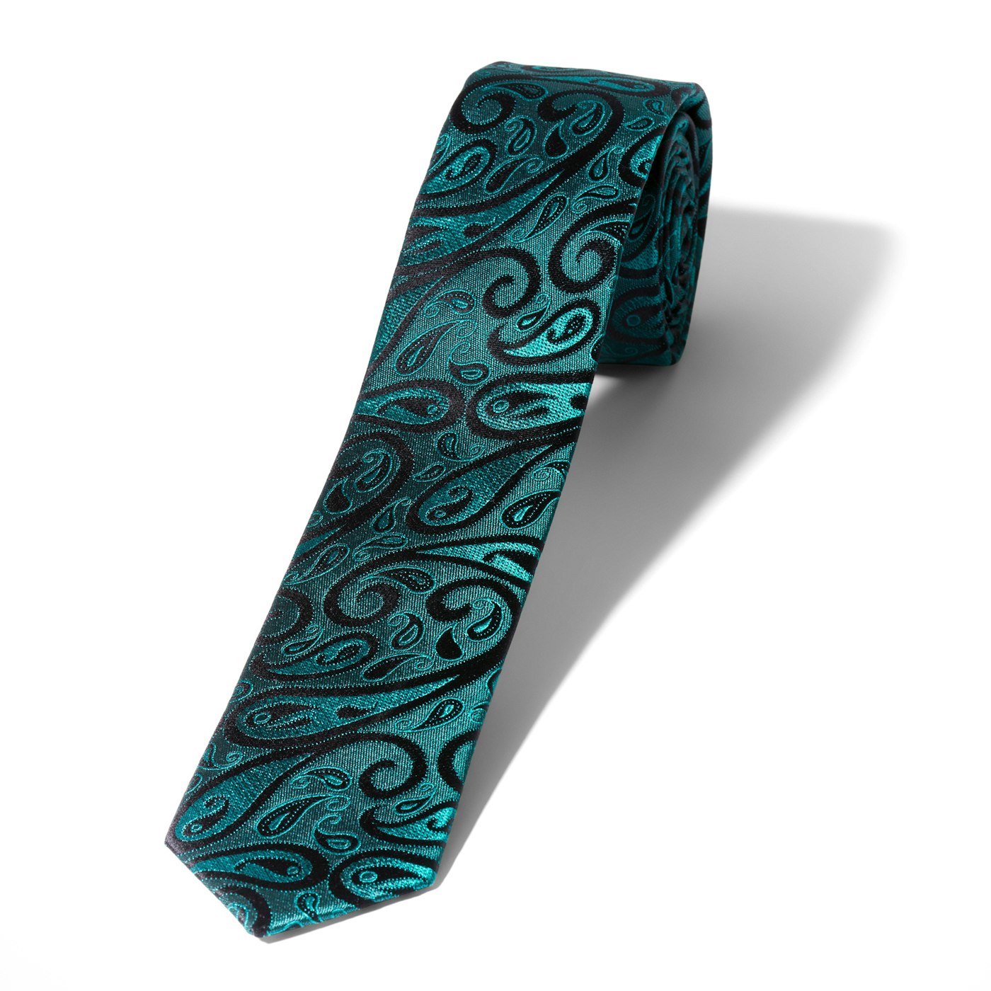Skinny Emerald Modern Paisley Tie