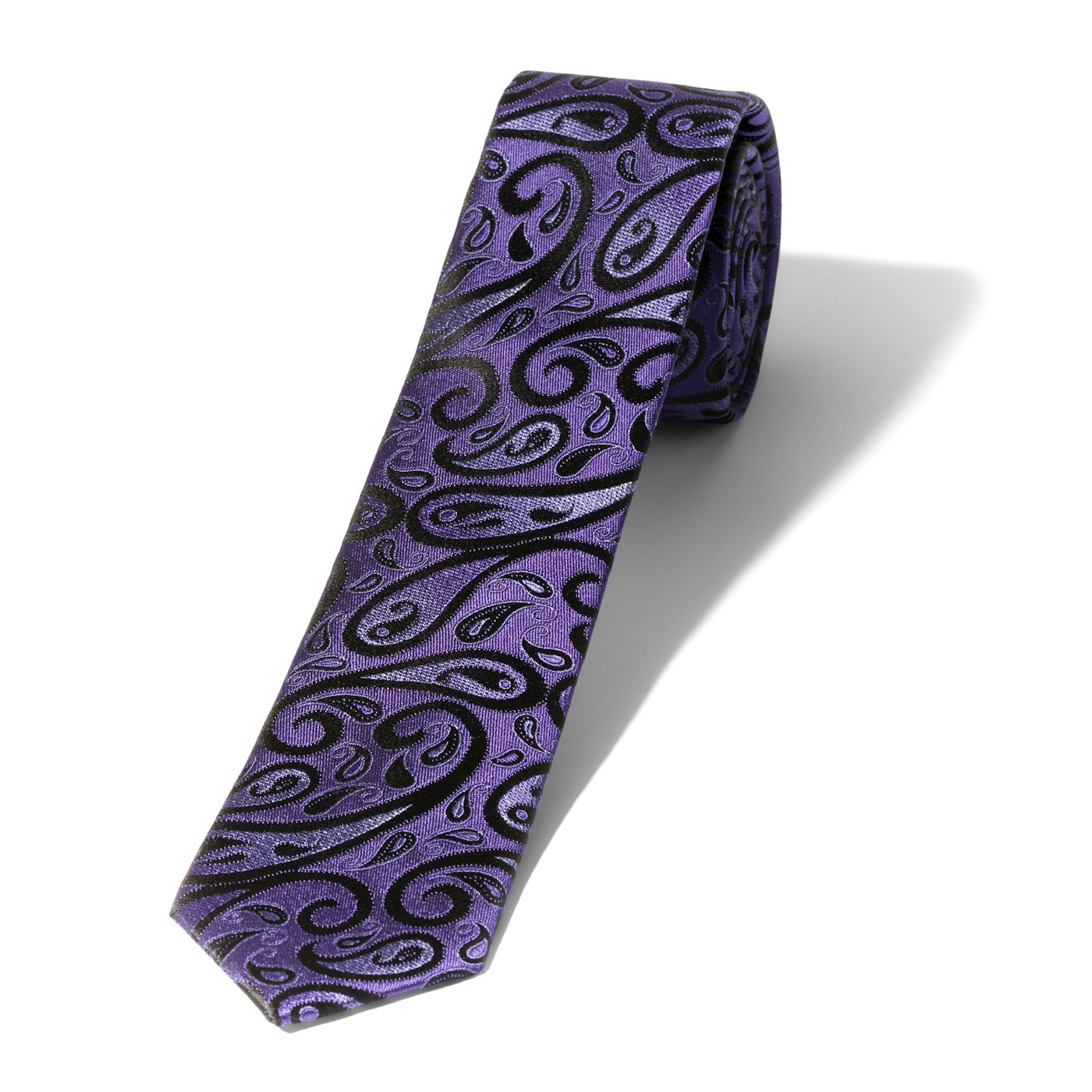 Skinny Purple Modern Paisley Tie