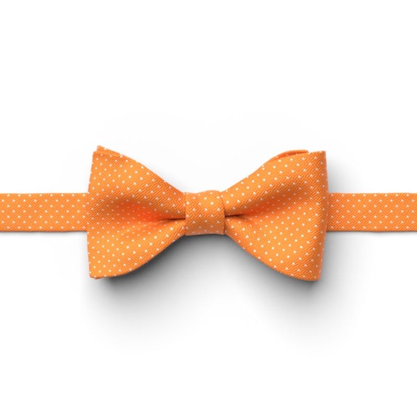 Tangerine Pin Dot Pre-Tied Bow Tie