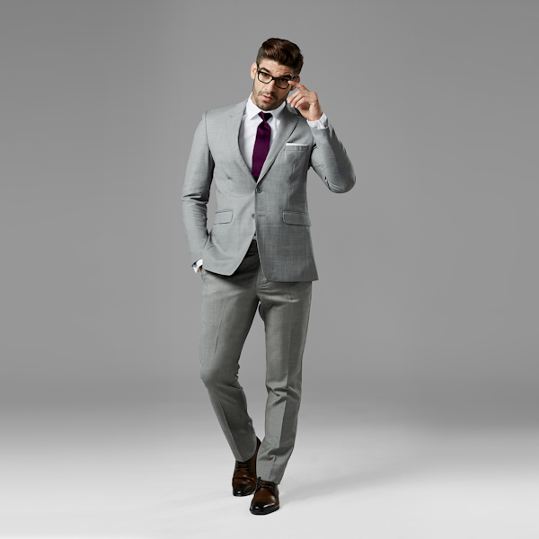 Gray Sharkskin Notch Lapel Suit