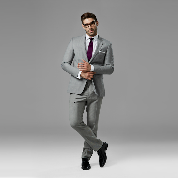 Gray Sharkskin Notch Lapel Suit