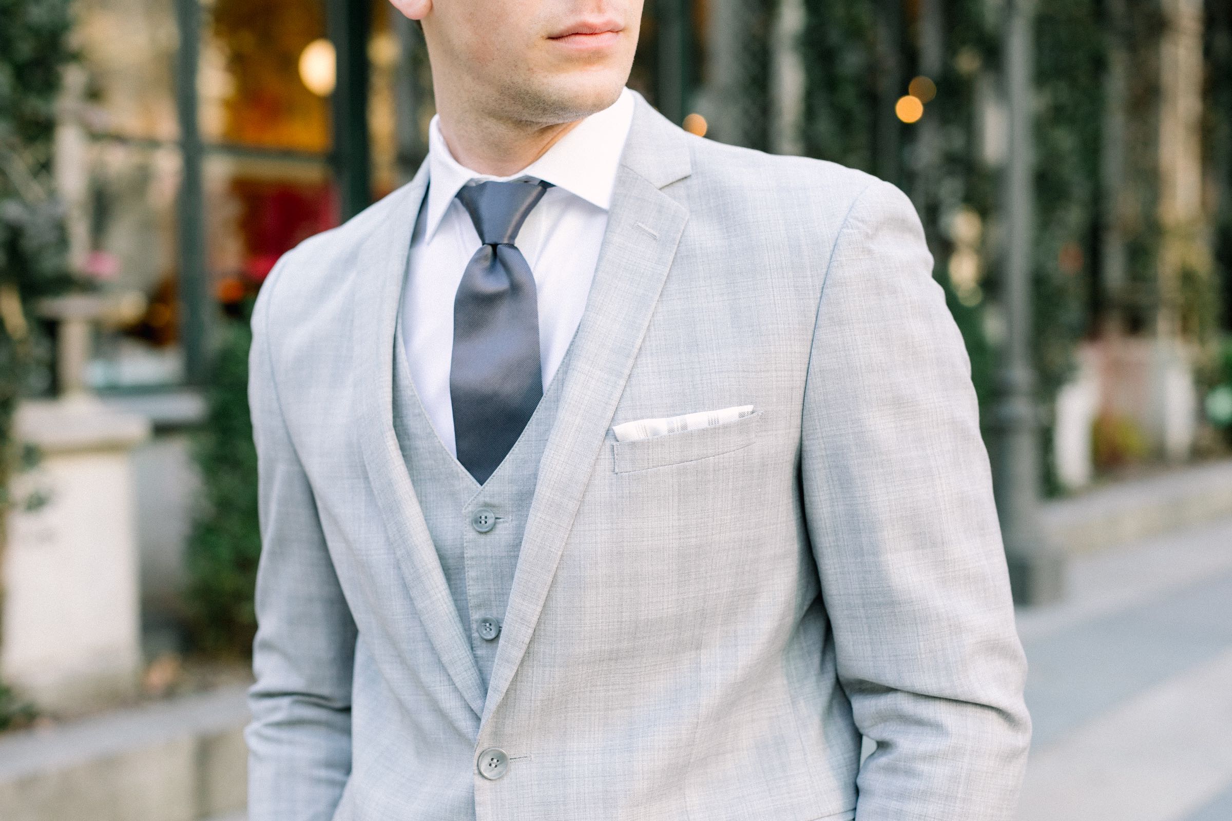 light grey wedding suit