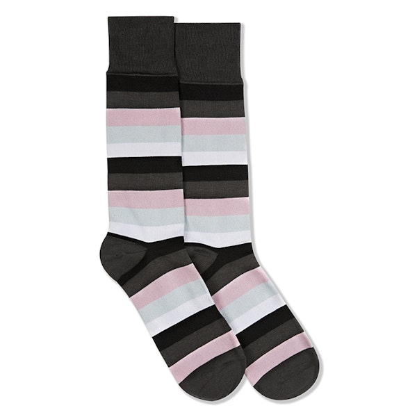 Black, Blush, Silver, & White Gray Striped Socks