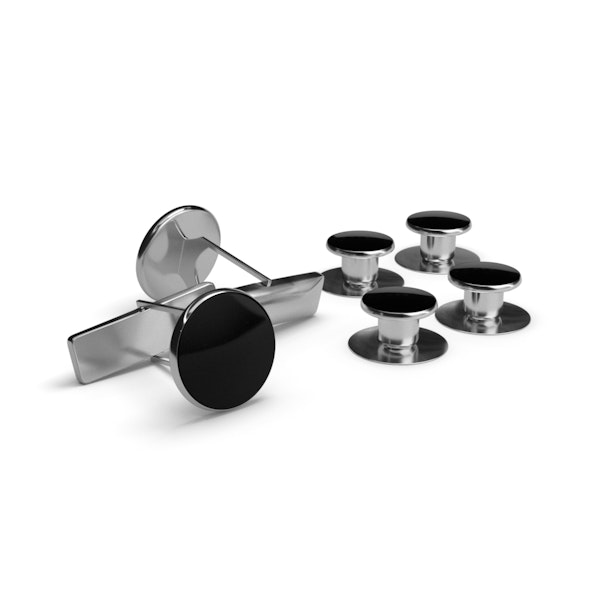 Black and Silver Cufflinks and Studs