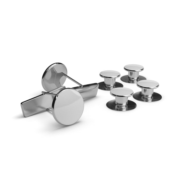 White and Silver Cufflinks and Studs