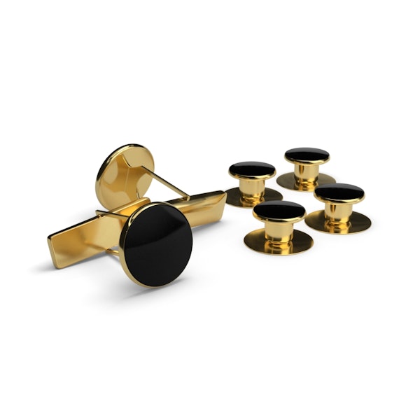 Black and Gold Cufflinks and Studs