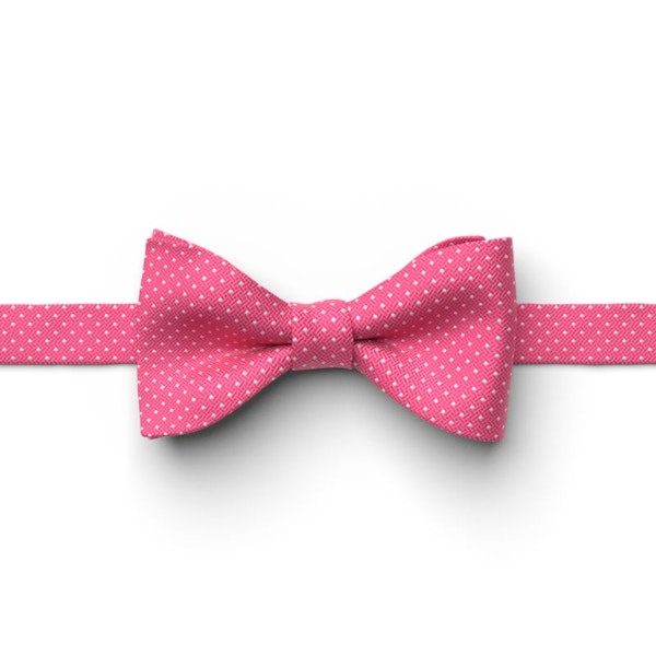 Begonia and White Pin Dot Pre-Tied Bow Tie