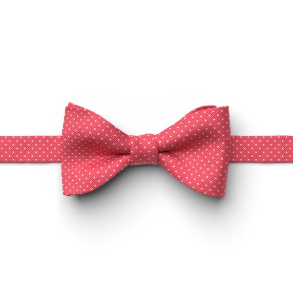Watermelon and White Pin Dot Pre-Tied Bow Tie