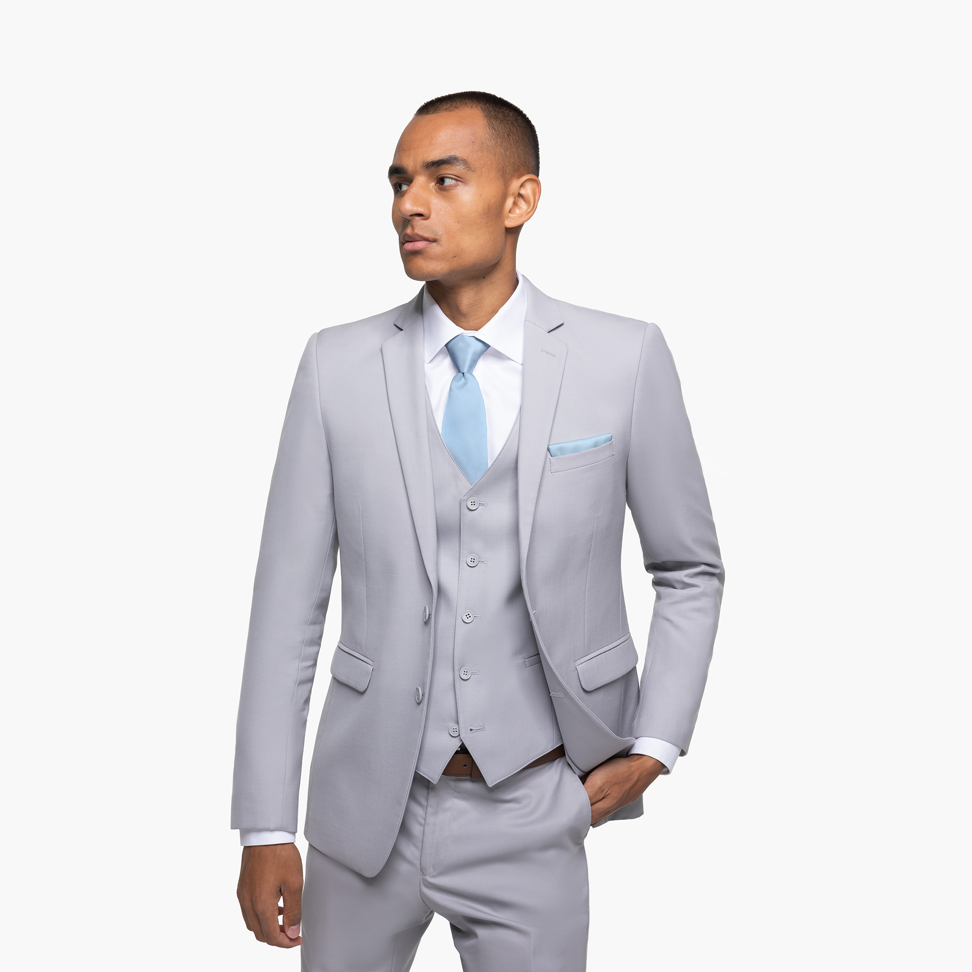 Men's Light Grey Twill Classic Fit Suit - Super 120s Wool | Hawes and Curtis