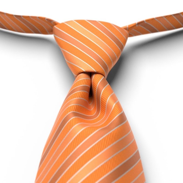 Tangerine Pre-Tied Striped Tie