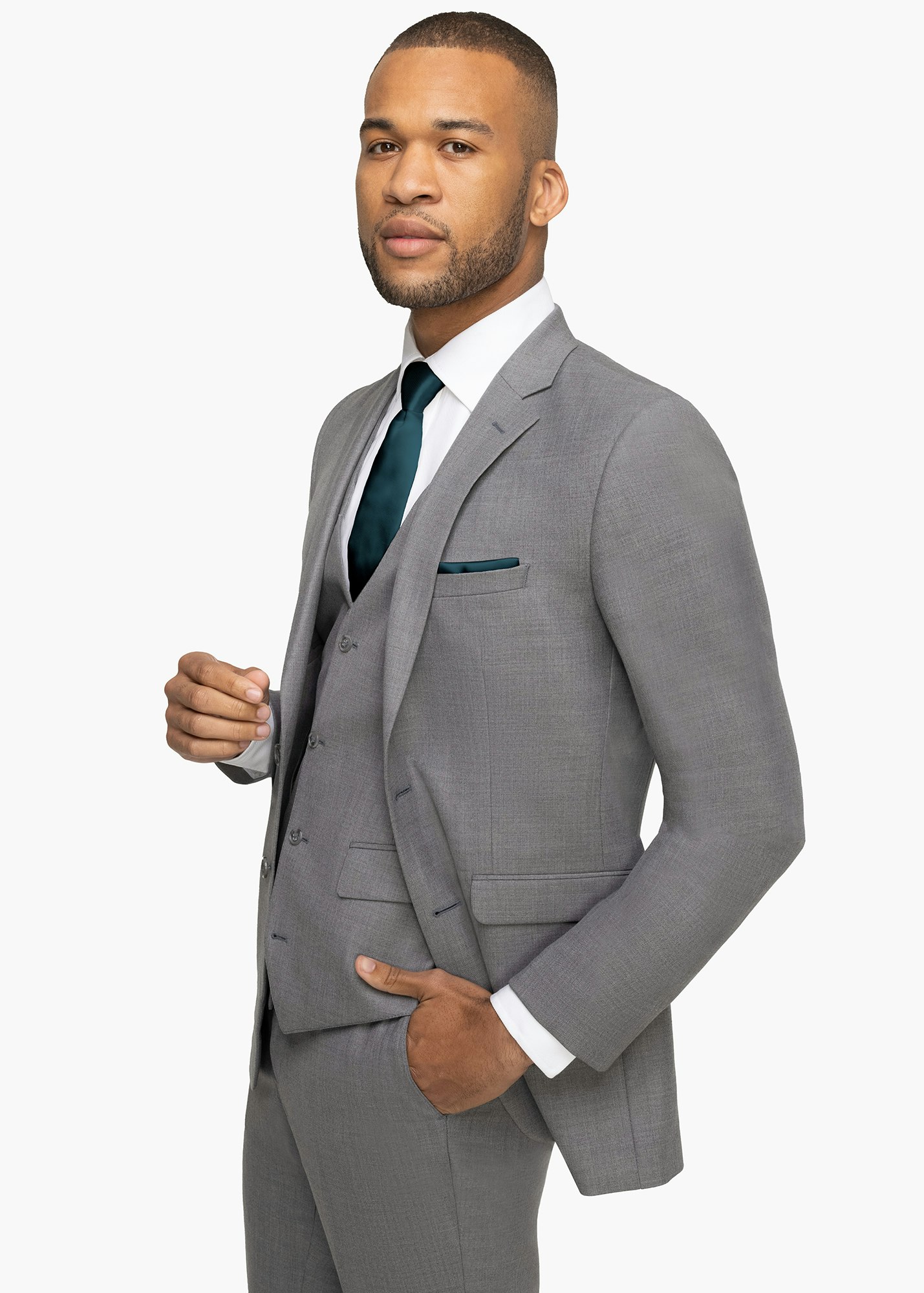 Model in Allure Light Gray Suit