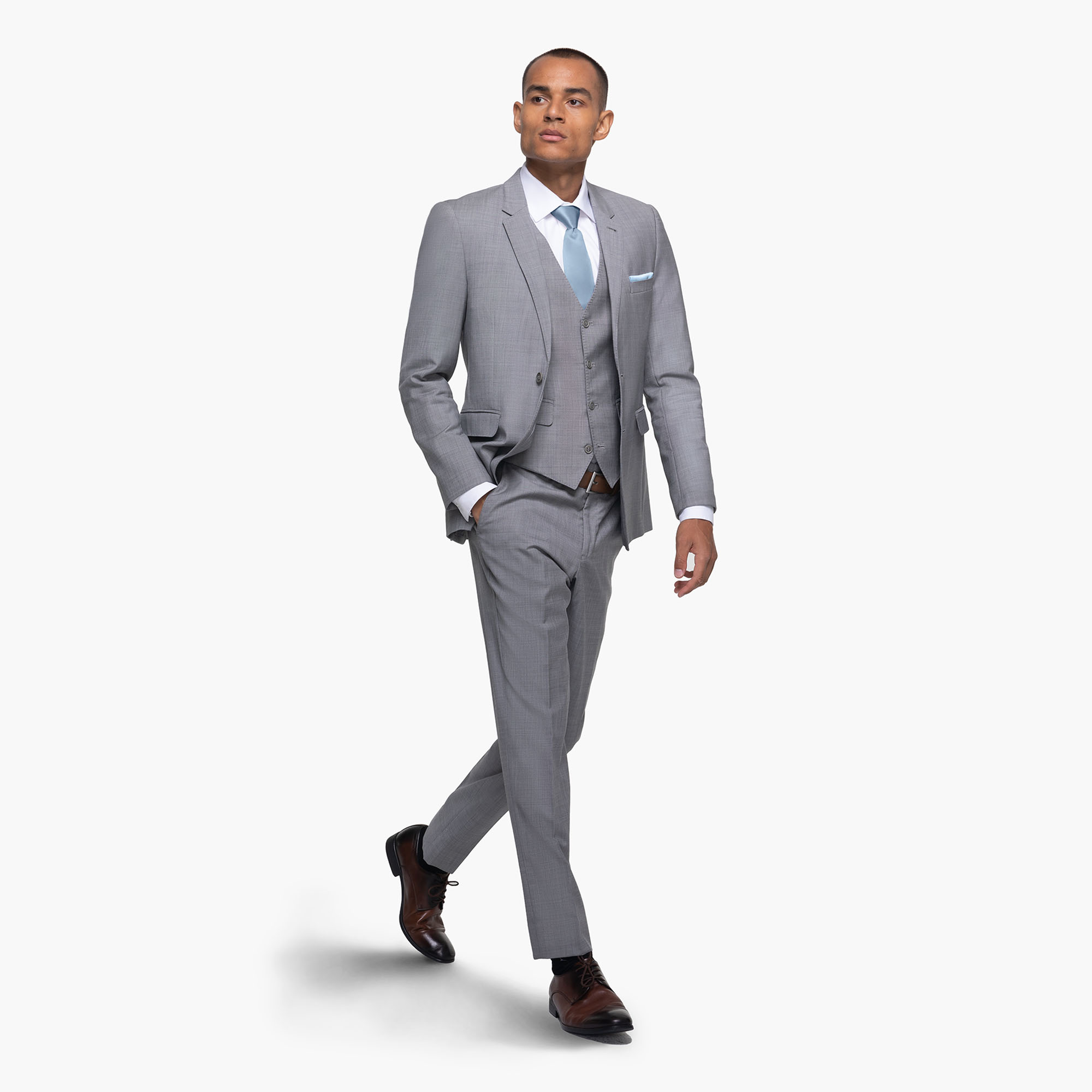 Menswear | Gray suit, Color of life, White shirt