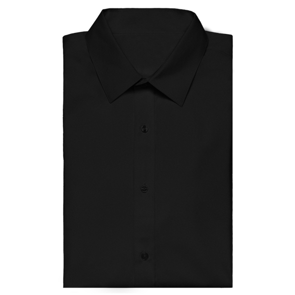 Black Microfiber Point Collar Shirt