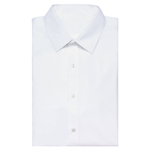 White Microfiber Point Collar Shirt