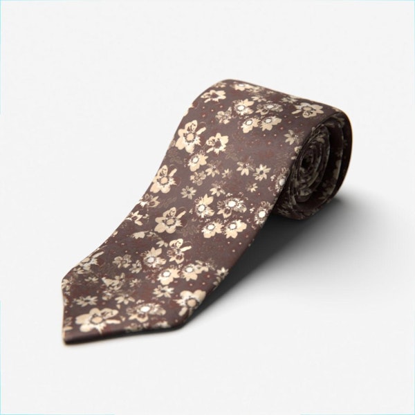 Brown Floral Self-Tie Tie