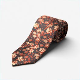 Orange Floral Self-Tie Tie