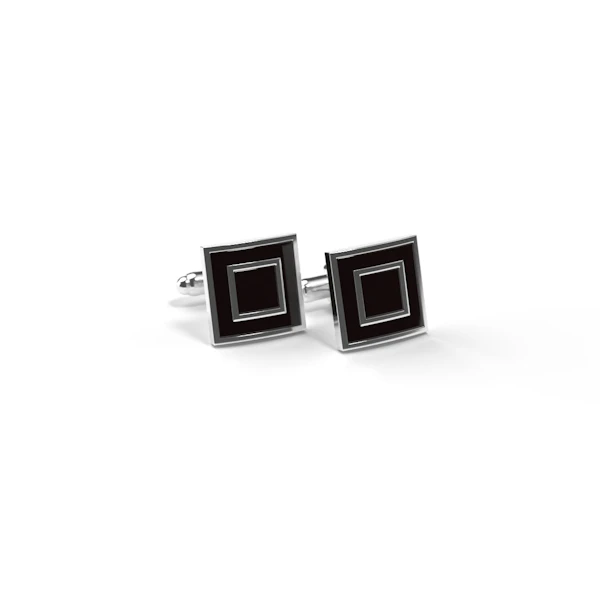 Black and Silver Square Cufflinks