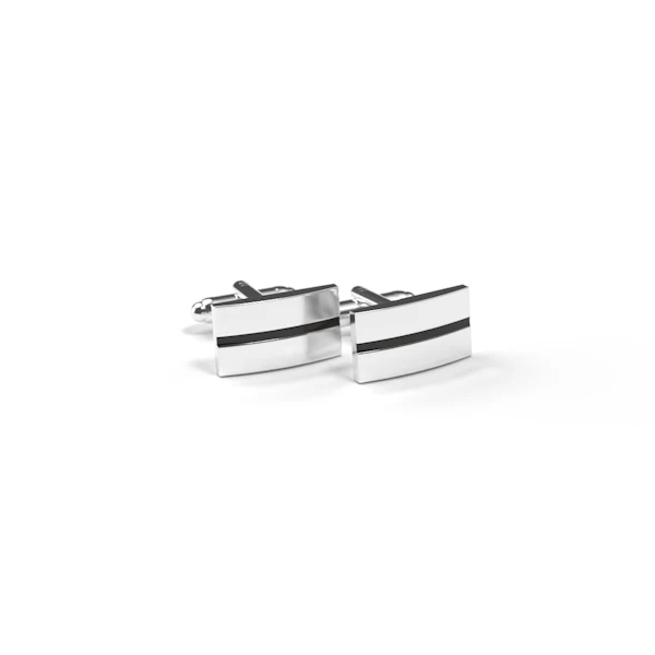Classic Silver Black Striped Cufflinks
