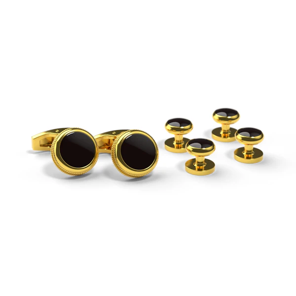 Black and Gold Cufflinks and Studs