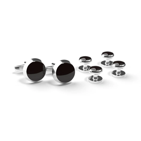 Black and Silver Cufflinks and Studs